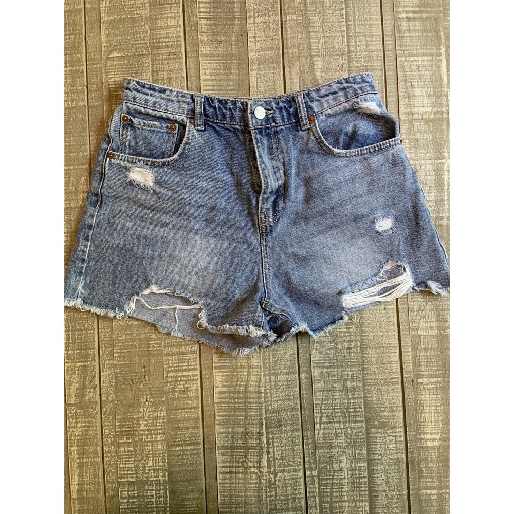 Love Tree‎ Denim Womens Distressed High Waisted Jean Shorts Blue Size Medium